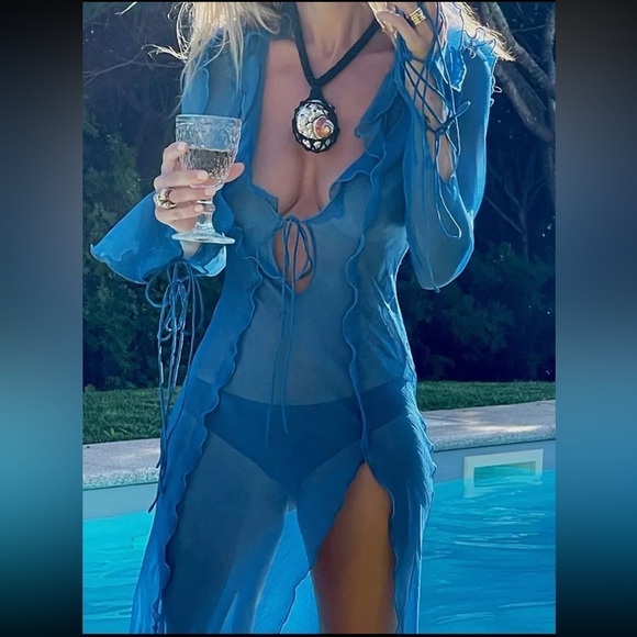 Other - Blue Lagoon Sheer Maxi Swimsuit Coverup Dress